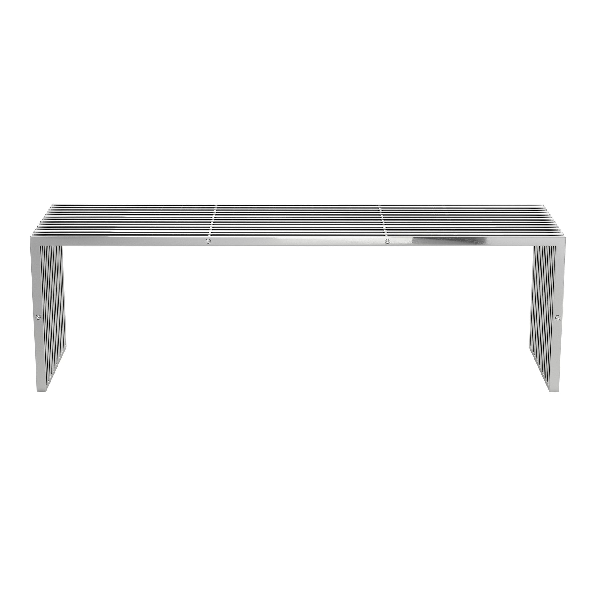 Tania Bench Silver - Sideboards and Things Back Type_Backless, Brand_Zuo Modern, Color_Silver, Finish_Polished, Materials_Metal, Metal Type_Steel, Product Type_Bedroom Bench, Product Type_Entryway Bench, Width_50-60