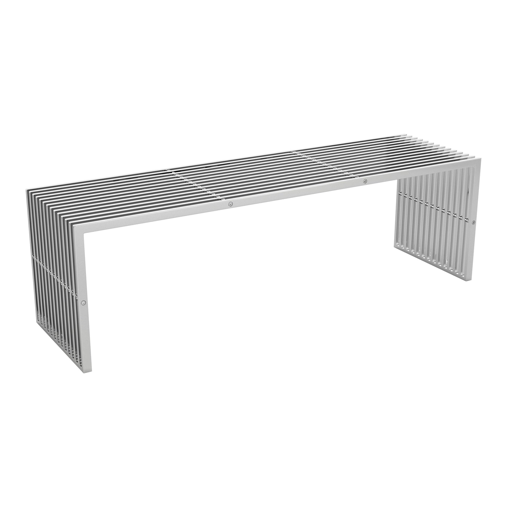 Tania Bench Silver - Sideboards and Things Back Type_Backless, Brand_Zuo Modern, Color_Silver, Finish_Polished, Materials_Metal, Metal Type_Steel, Product Type_Bedroom Bench, Product Type_Entryway Bench, Width_50-60