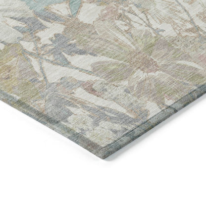 LOOMLAN Rugs Taniska Ivory Washable Indoor-Outdoor Rug