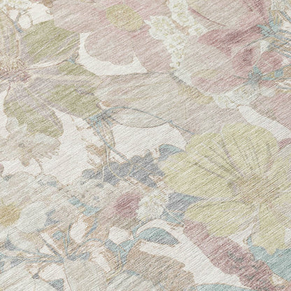 LOOMLAN Rugs Taniska Ivory Washable Indoor-Outdoor Rug