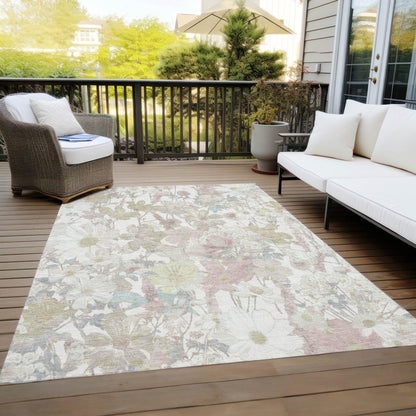 LOOMLAN Rugs Taniska Ivory Washable Indoor-Outdoor Rug