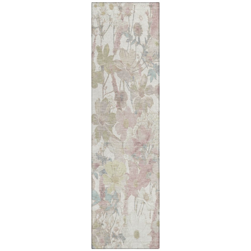 LOOMLAN Rugs Taniska Ivory Washable Indoor-Outdoor Rug