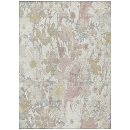 LOOMLAN Rugs Taniska Ivory Washable Indoor-Outdoor Rug