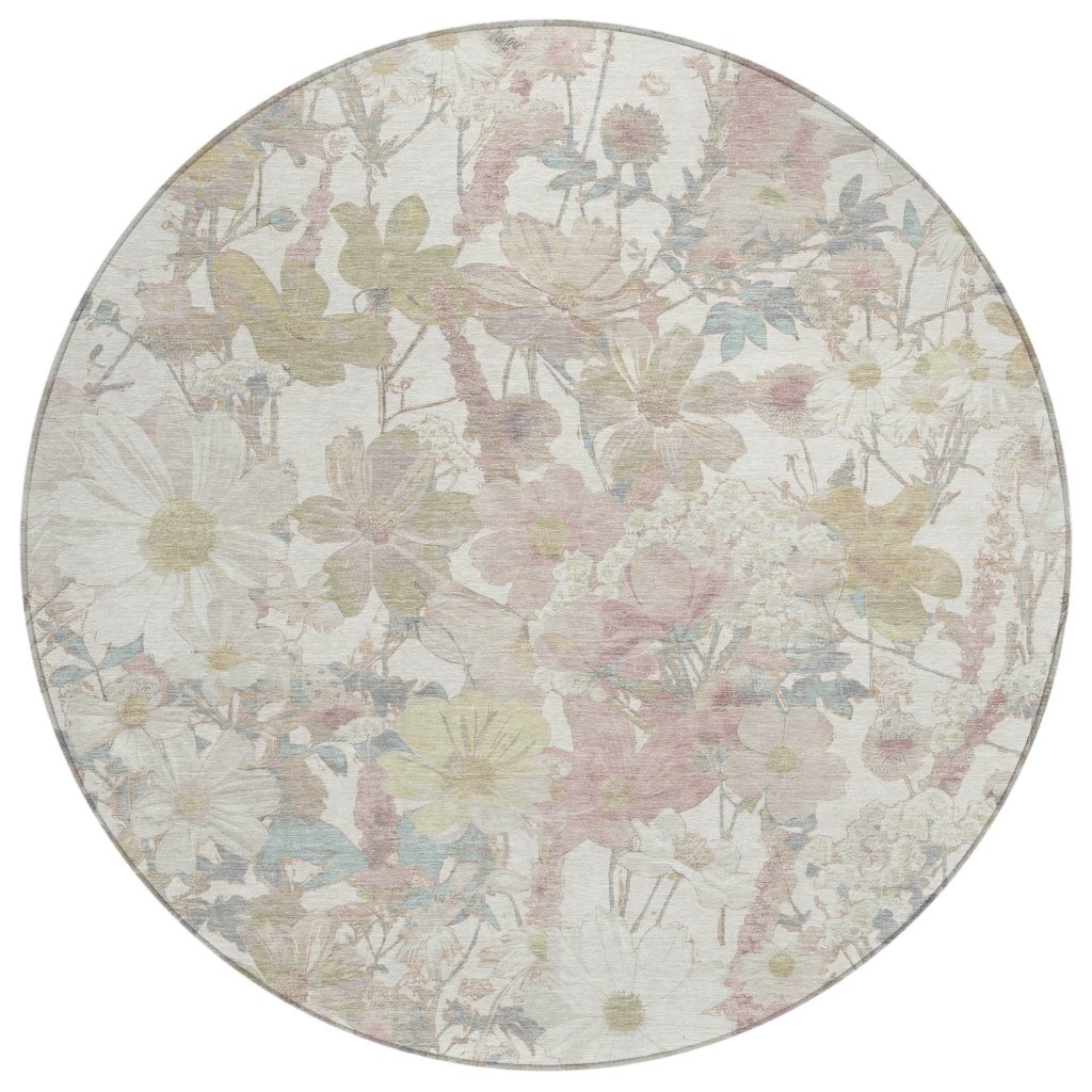 LOOMLAN Rugs Taniska Ivory Washable Indoor-Outdoor Rug