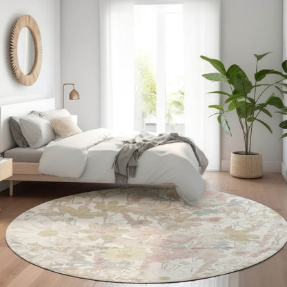 LOOMLAN Rugs Taniska Ivory Washable Indoor-Outdoor Rug