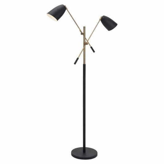 Tanner Floor Lamp Matte Black & Brass - Sideboards and Things Accents_Brass, Brand_Zuo Modern, Color_Black, Depth_10-20, Features_Adjustable Height, Finish_Hand Painted, Height_50-60, Materials_Metal, Metal Type_Steel, Product Type_Floor Lamp, Width_30-40