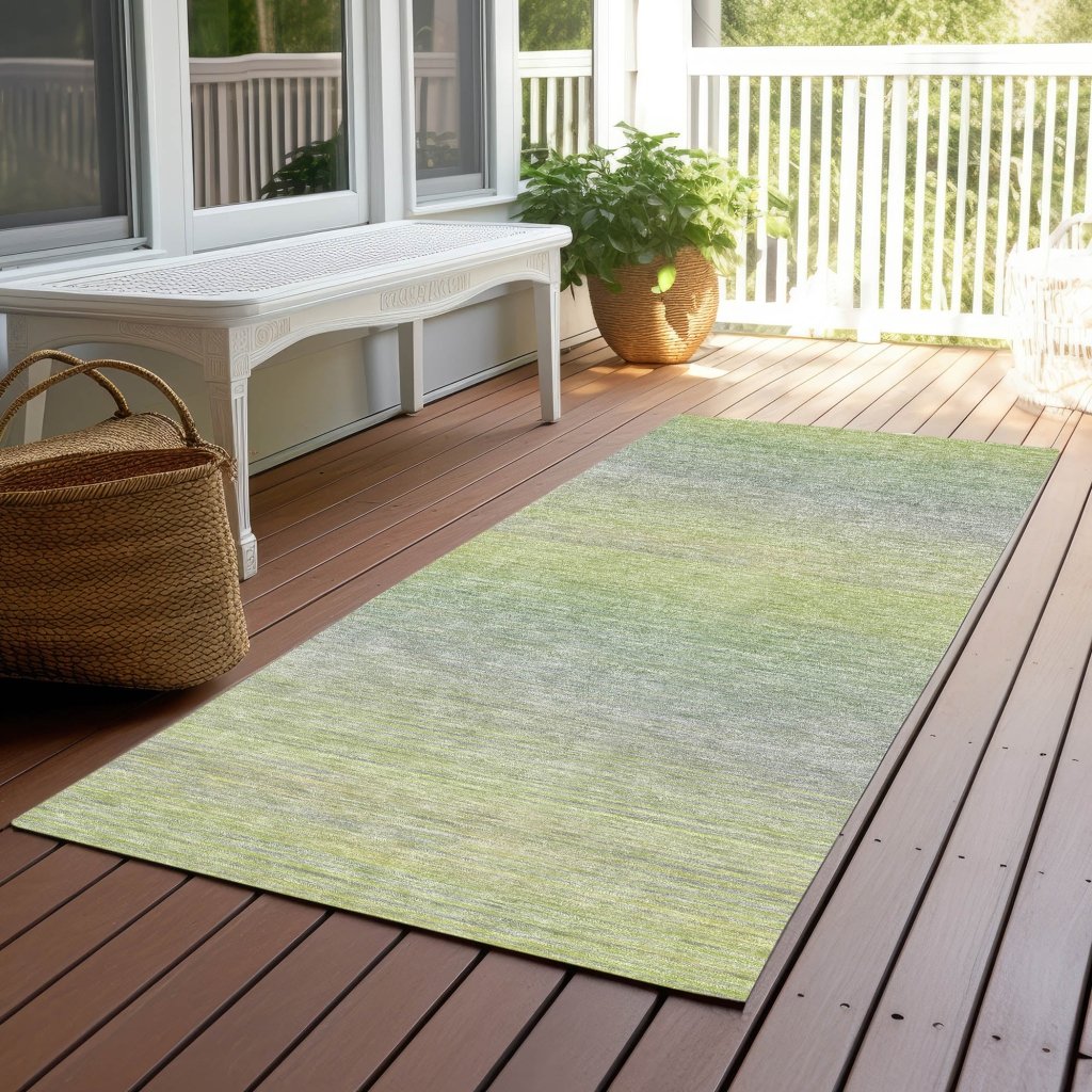 LOOMLAN Rugs Tanoura Green Washable Indoor-Outdoor Rug