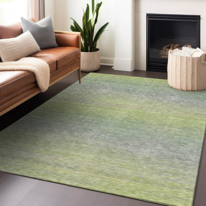 LOOMLAN Rugs Tanoura Green Washable Indoor-Outdoor Rug