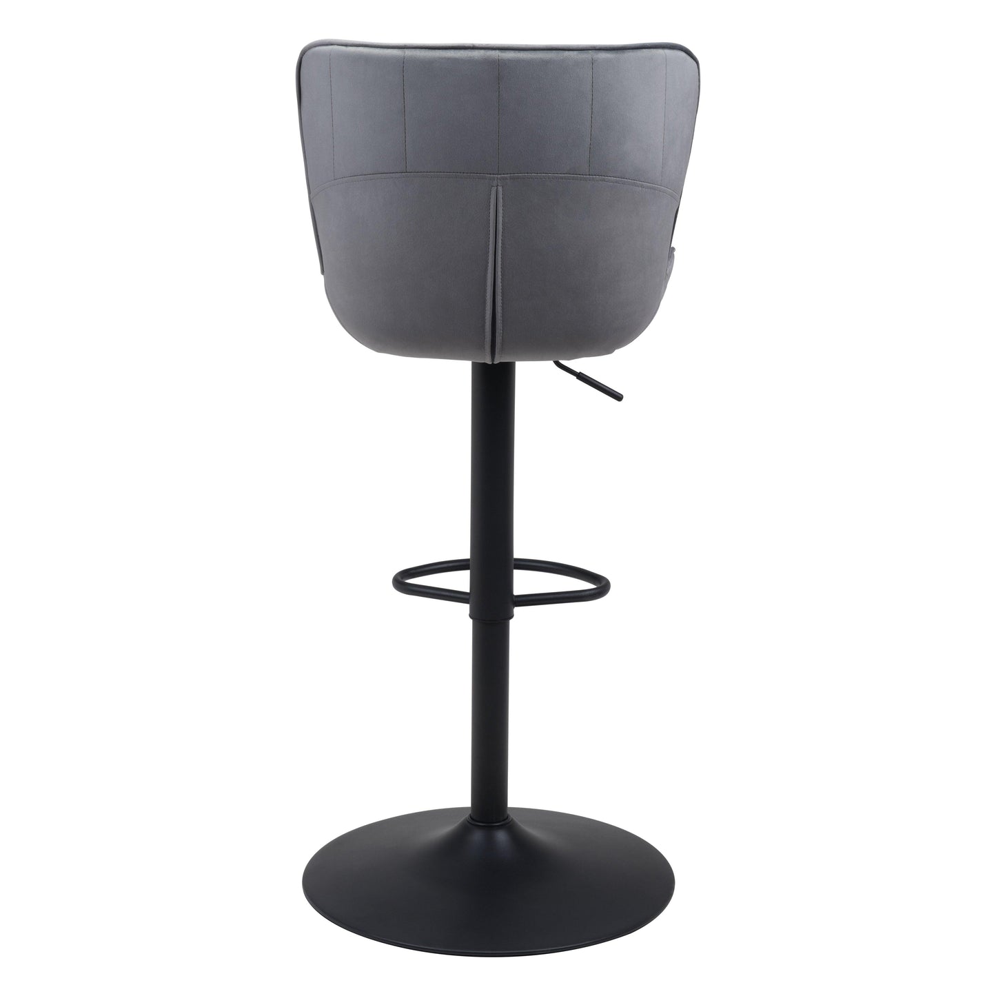 Tarley Bar Chair Gray - Sideboards and Things Accents_Black, Back Type_With Back, Brand_Zuo Modern, Color_Black, Color_Gray, Depth_20-30, Features_Adjustable Height, Finish_Powder Coated, Height_30-40, Materials_Metal, Materials_Wood, Metal Type_Steel, Product Type_Bar Height, Upholstery Type_Fabric Blend, Upholstery Type_Polyester, Width_10-20, Wood Species_Plywood