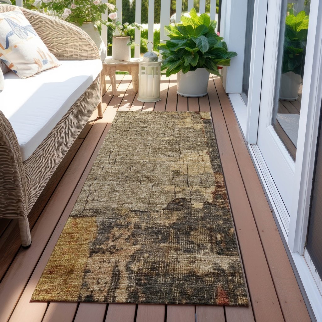 Tektar Brown Washable Indoor - Outdoor Rug - LOOMLAN - LOOMLAN Rugs - Outdoor Rugs