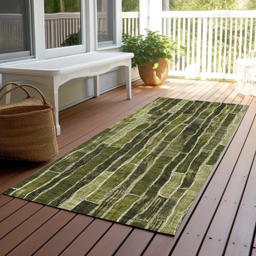 LOOMLAN Rugs Terrona Green Washable Indoor-Outdoor Rug