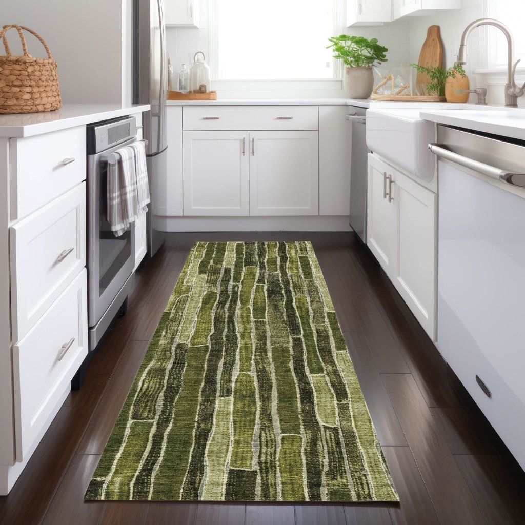 LOOMLAN Rugs Terrona Green Washable Indoor-Outdoor Rug