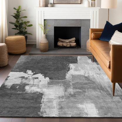 LOOMLAN Rugs Tethira Gray Washable Indoor-Outdoor Rug