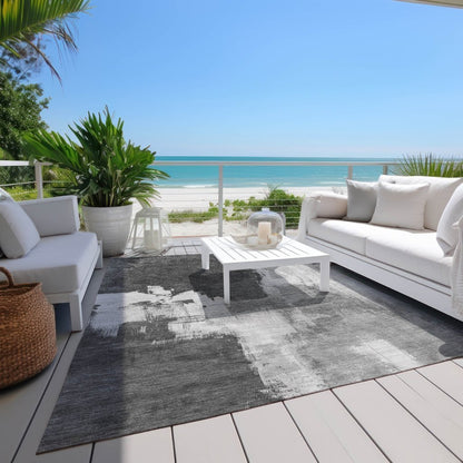 LOOMLAN Rugs Tethira Gray Washable Indoor-Outdoor Rug