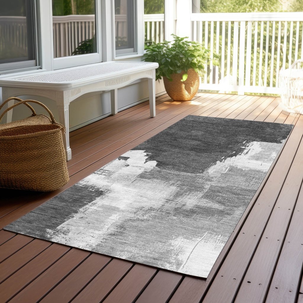 LOOMLAN Rugs Tethira Gray Washable Indoor-Outdoor Rug