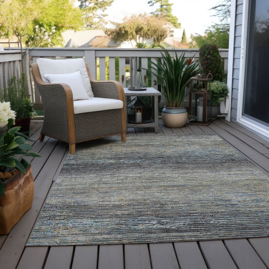 LOOMLAN Rugs Teya Gray Washable Indoor-Outdoor Rug