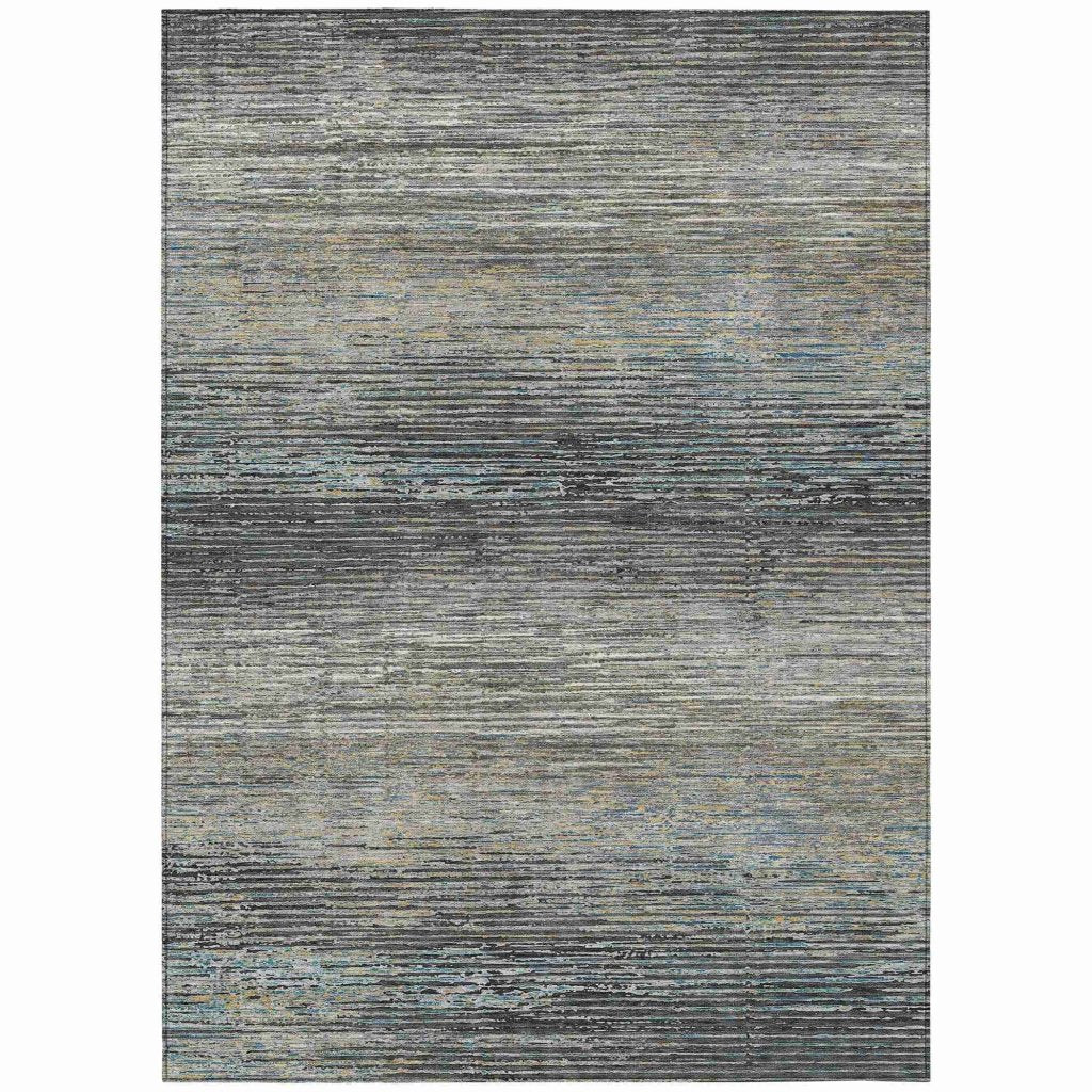 LOOMLAN Rugs Teya Gray Washable Indoor-Outdoor Rug