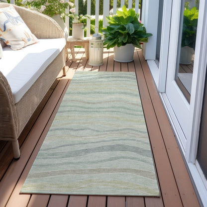 LOOMLAN Rugs Thalvyn Green Washable Indoor-Outdoor Rug