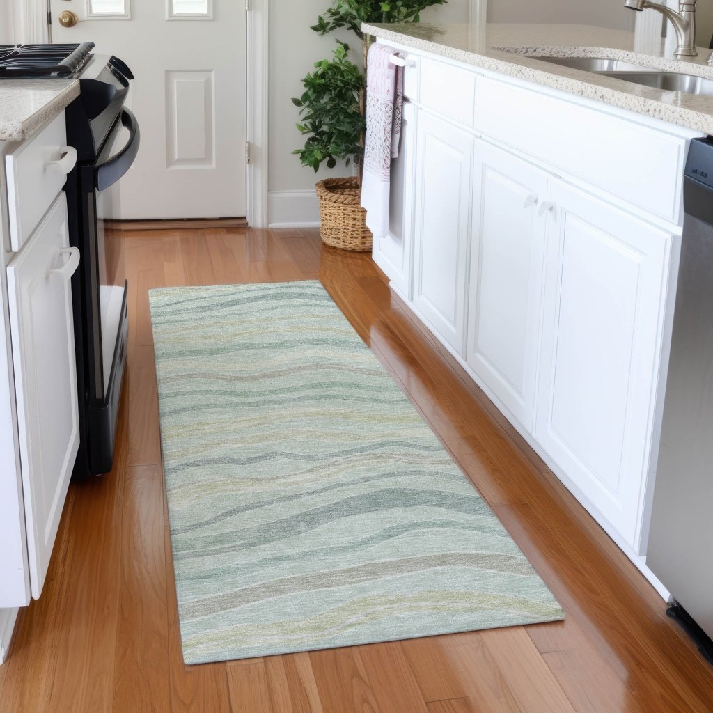 LOOMLAN Rugs Thalvyn Green Washable Indoor-Outdoor Rug