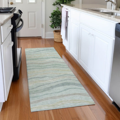 LOOMLAN Rugs Thalvyn Green Washable Indoor-Outdoor Rug