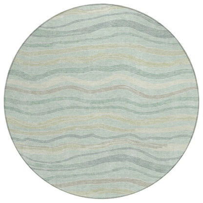 LOOMLAN Rugs Thalvyn Green Washable Indoor-Outdoor Rug