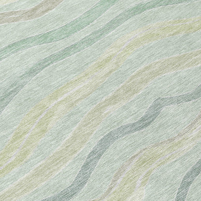 LOOMLAN Rugs Thalvyn Green Washable Indoor-Outdoor Rug