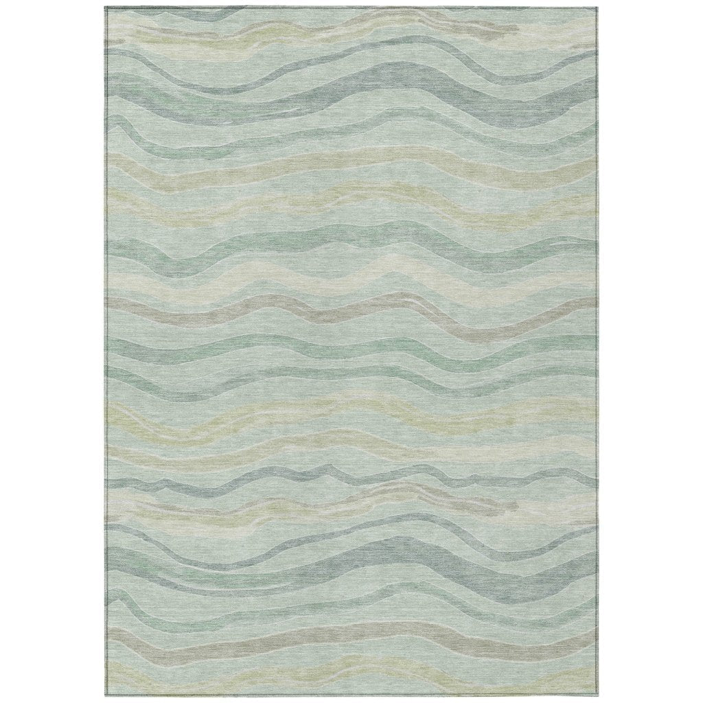 LOOMLAN Rugs Thalvyn Green Washable Indoor-Outdoor Rug