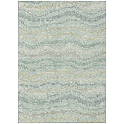 LOOMLAN Rugs Thalvyn Green Washable Indoor-Outdoor Rug