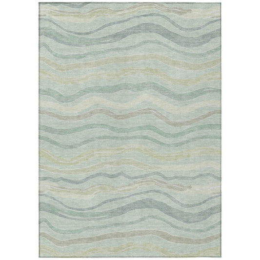 LOOMLAN Rugs Thalvyn Green Washable Indoor-Outdoor Rug