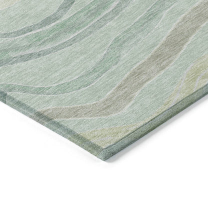 LOOMLAN Rugs Thalvyn Green Washable Indoor-Outdoor Rug