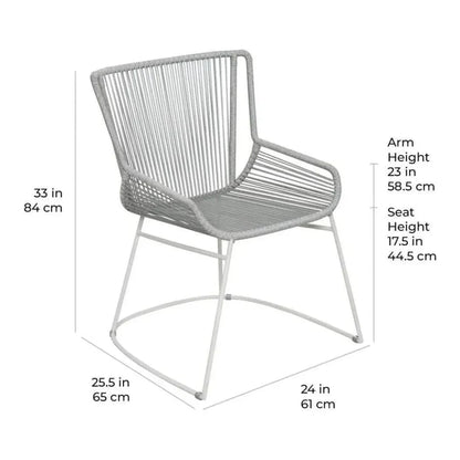 Seasonal Living The Dane Dining Arm Chair 2PC Grey Patio Dining Chairs