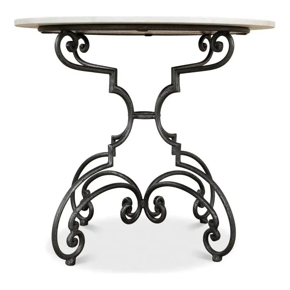 The French Iron & Marble Round Bistro Table - LOOMLAN - Sarreid - Dining Tables