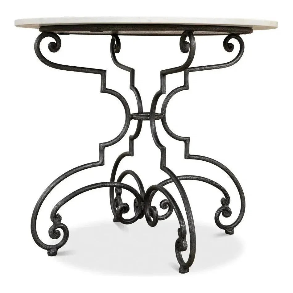 The French Iron & Marble Round Bistro Table - LOOMLAN - Sarreid - Dining Tables