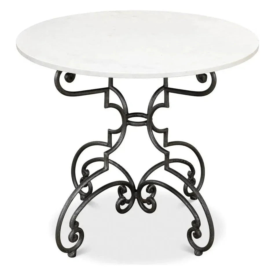 The French Iron & Marble Round Bistro Table - LOOMLAN - Sarreid - Dining Tables