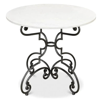 The French Iron & Marble Round Bistro Table - LOOMLAN - Sarreid - Dining Tables