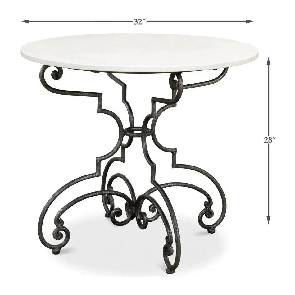 The French Iron & Marble Round Bistro Table - LOOMLAN - Sarreid - Dining Tables