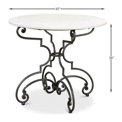 The French Iron & Marble Round Bistro Table - LOOMLAN - Sarreid - Dining Tables