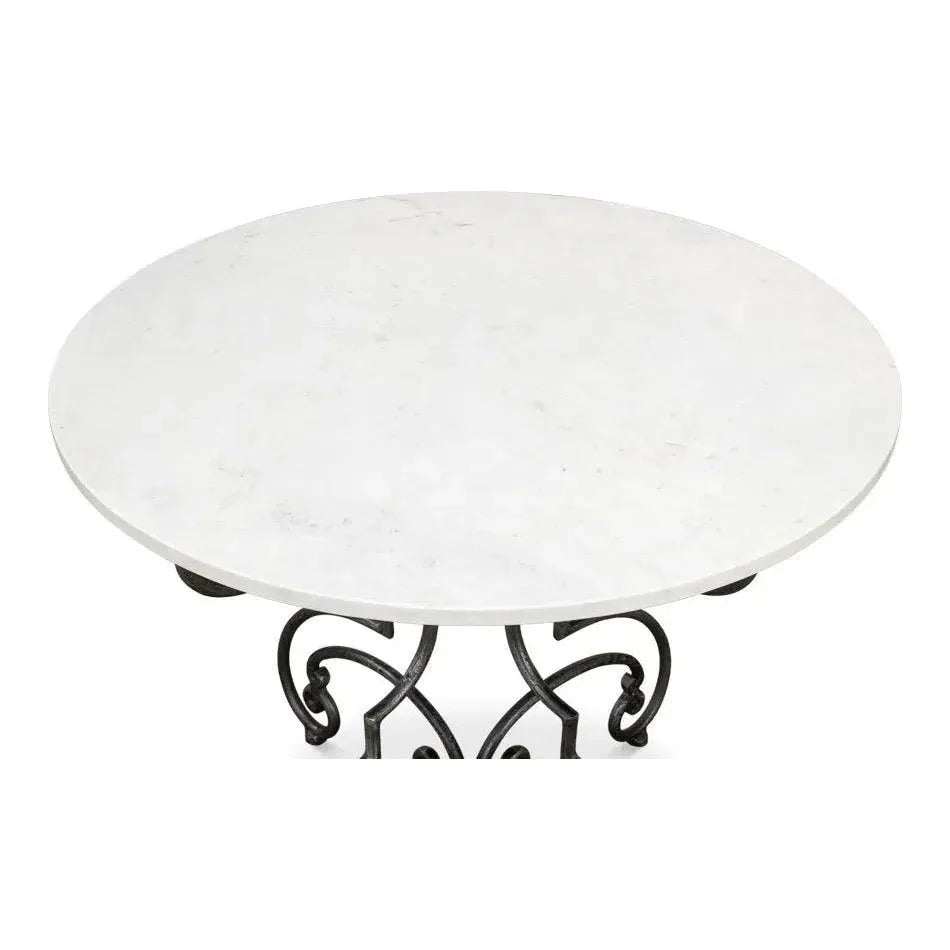 The French Iron & Marble Round Bistro Table - LOOMLAN - Sarreid - Dining Tables