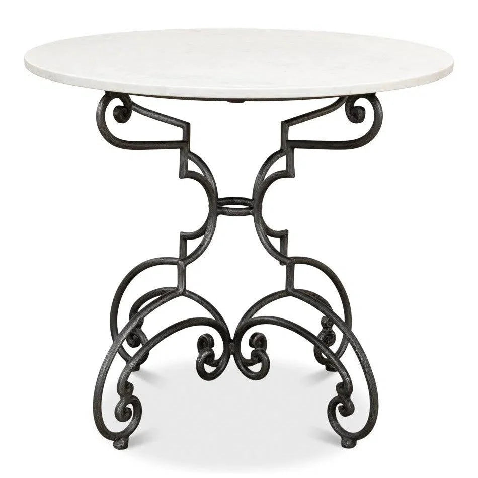 The French Iron & Marble Round Bistro Table - LOOMLAN - Sarreid - Dining Tables