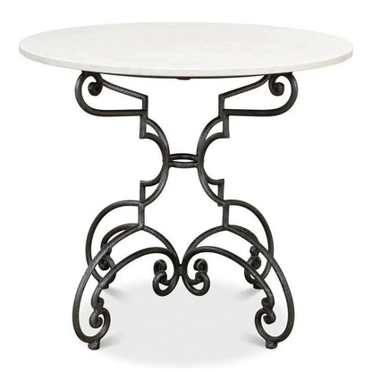 The French Iron & Marble Round Bistro Table - LOOMLAN - Sarreid - Dining Tables