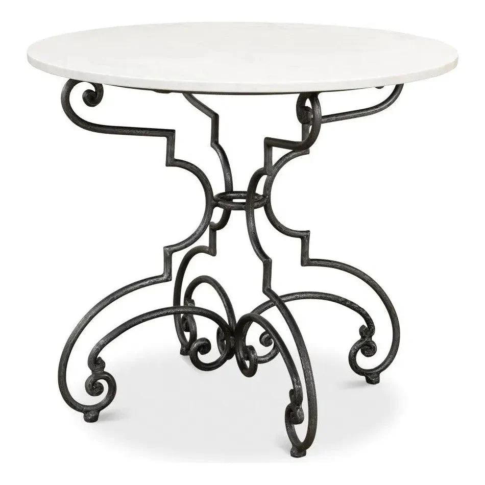 The French Iron & Marble Round Bistro Table - LOOMLAN - Sarreid - Dining Tables