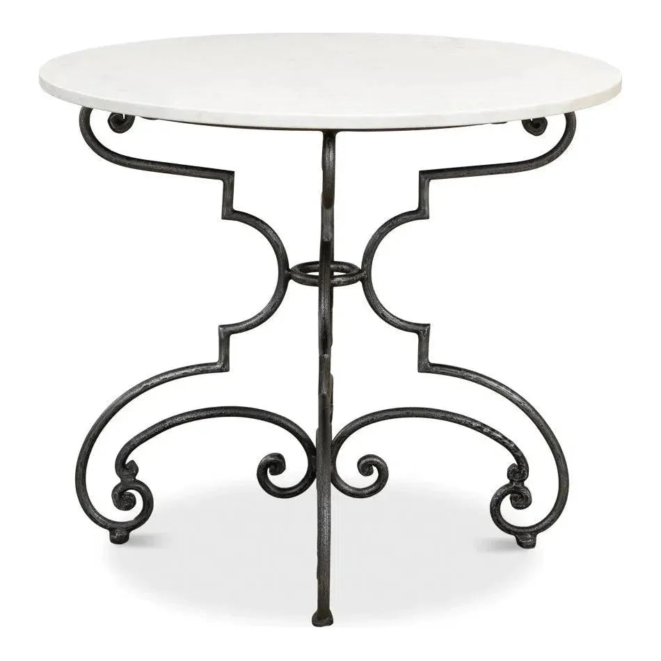 The French Iron & Marble Round Bistro Table - LOOMLAN - Sarreid - Dining Tables