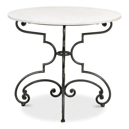 The French Iron & Marble Round Bistro Table - LOOMLAN - Sarreid - Dining Tables