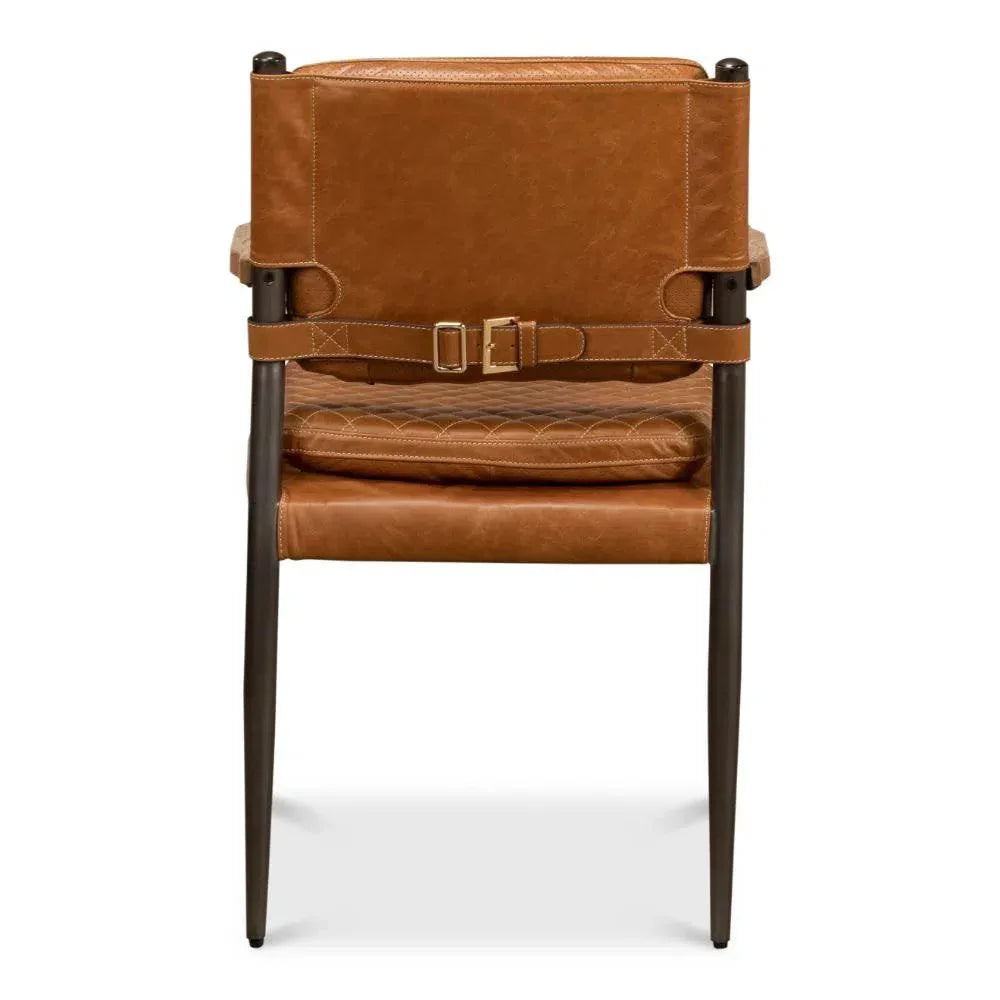 The Harley Chair Quilted Leather Dining Armchair - LOOMLAN - Sarreid - Dining Chairs