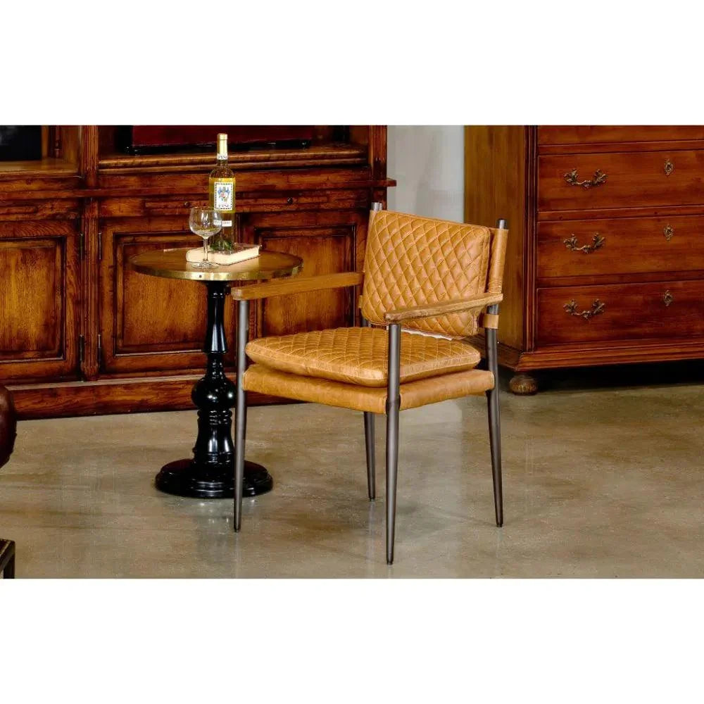 The Harley Chair Quilted Leather Dining Armchair - LOOMLAN - Sarreid - Dining Chairs