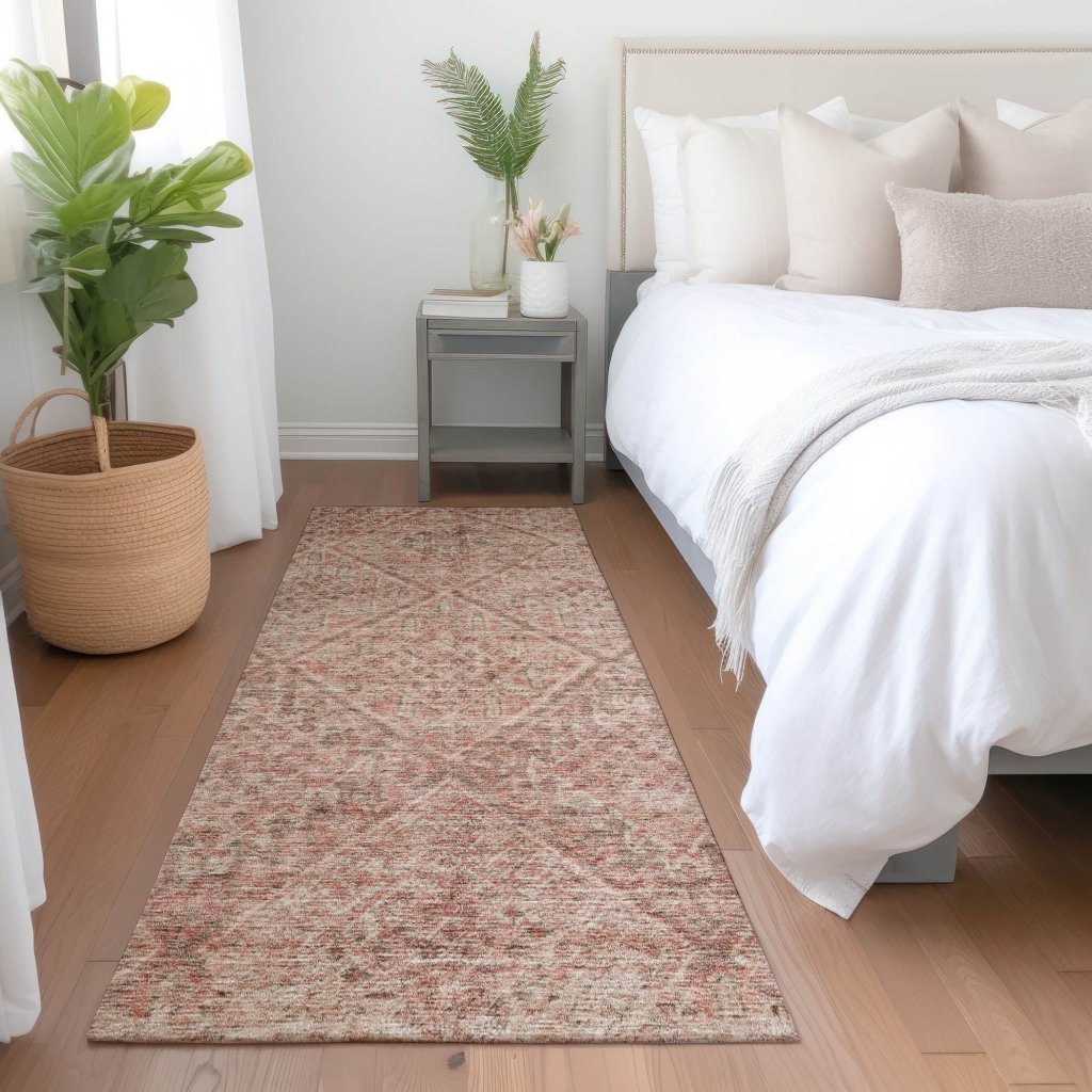 LOOMLAN Rugs Theodora Pink Washable Indoor-Outdoor Rug