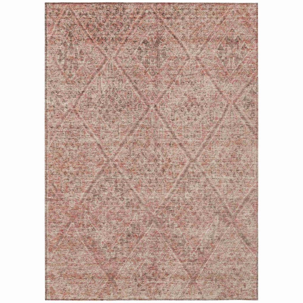 LOOMLAN Rugs Theodora Pink Washable Indoor-Outdoor Rug