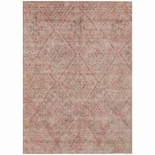 LOOMLAN Rugs Theodora Pink Washable Indoor-Outdoor Rug