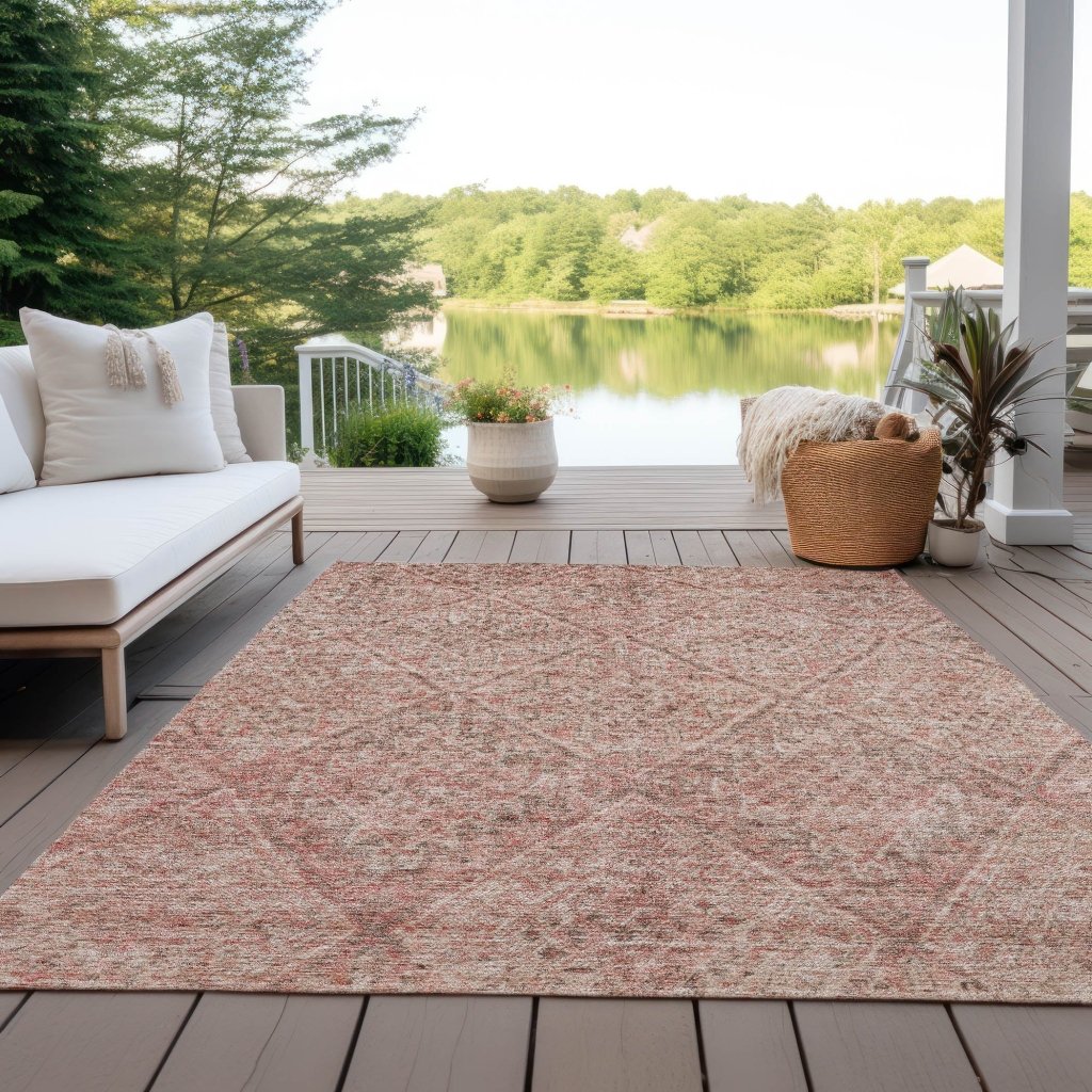 LOOMLAN Rugs Theodora Pink Washable Indoor-Outdoor Rug