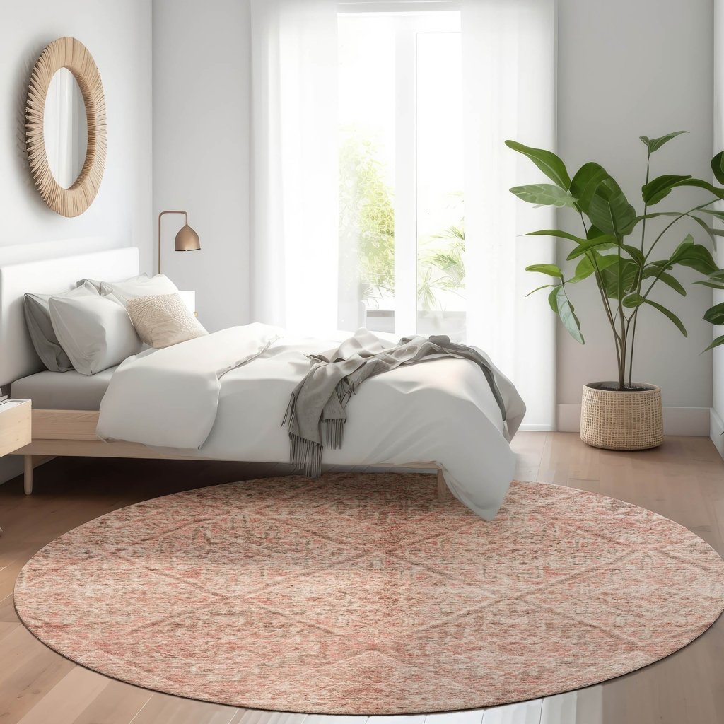 LOOMLAN Rugs Theodora Pink Washable Indoor-Outdoor Rug